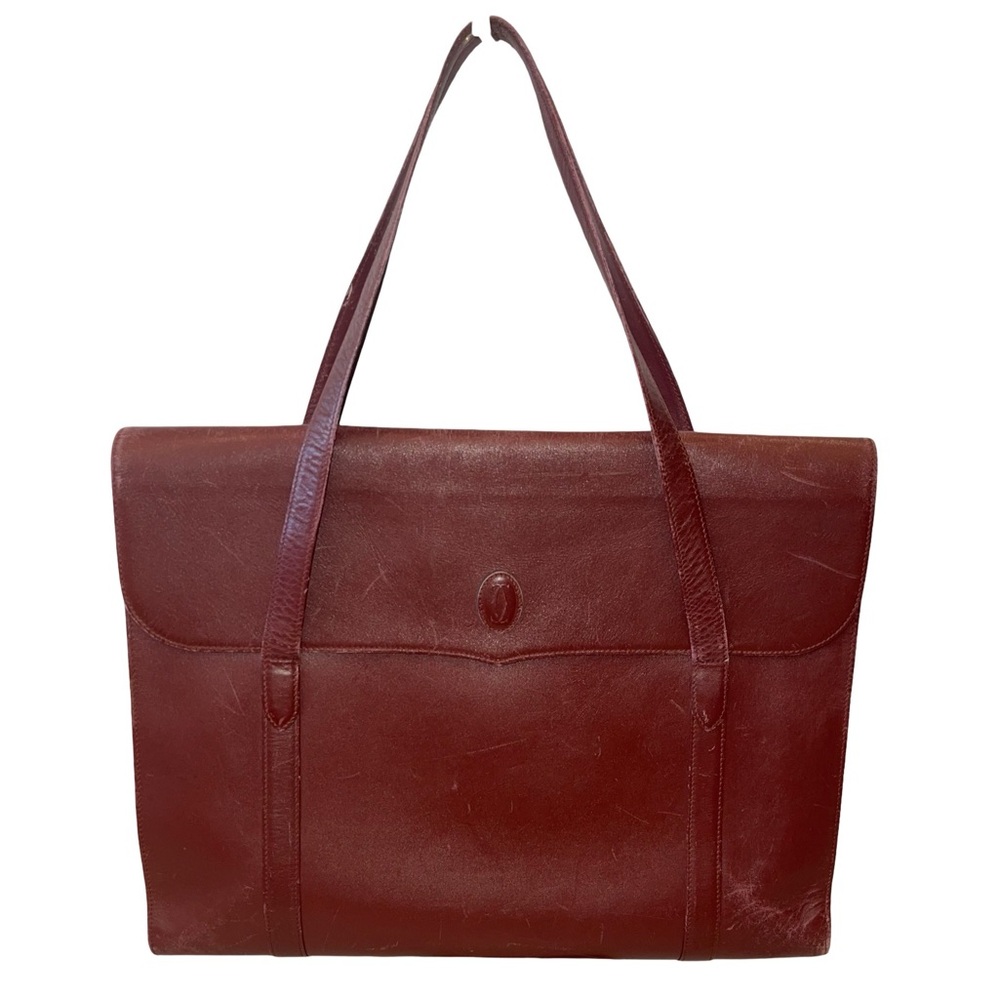 Vintage Cartier Leather Document Briefcase Bag In Cartier Burgundy From 1990’s